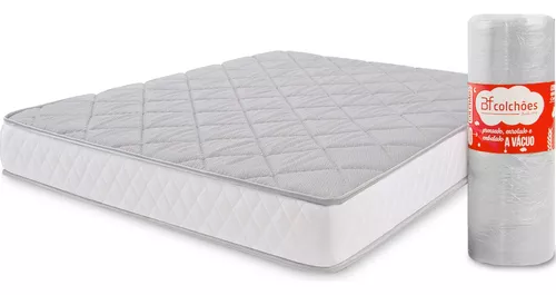 Colchão Casal de espuma D28 a vácuo ortopédico 138cm x 188cm cor branco BF Colchões