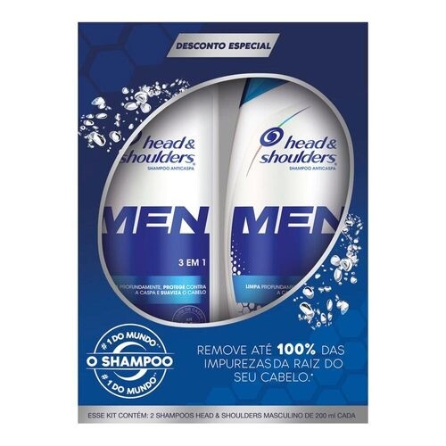 Kit Shampoo Head & Shoulders 3 Em 1 Men 200ml 2 Unidades