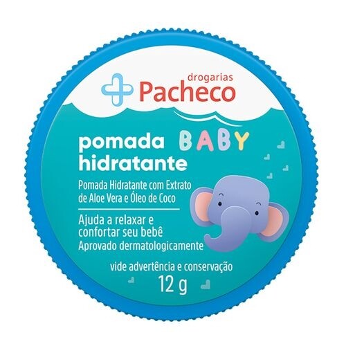 Pomada Hidratante Baby Drogarias Pacheco com Extrato de Aloe Vera e Óleo de Coco 12g