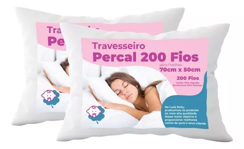 Travesseiro 100% Algodão 200 Fios 70cmX50cm - 2 Unidades