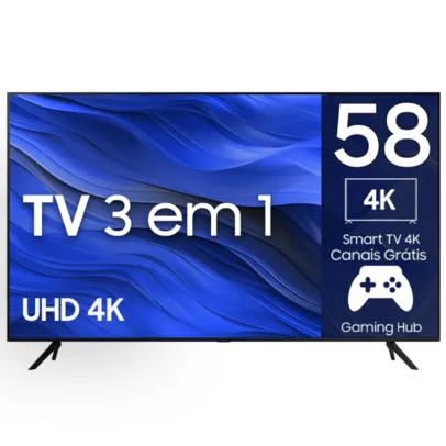 [APP] Samsung Smart TV 58 Polegadas 4K 58CU7700, Processador Crystal 4K, Gaming Hub, Visual Livre de Cabos, +65 Canais Grátis