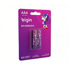 10 Pacotes Pilha Recarregável AAA 900mah Elgin Palito - 20 Unidades