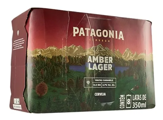 [Rec] Pack de Cerveja Patagonia Amber Lager Nacional Sleek, 8 Unidades