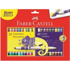 Canetinha Hidrográfica Bicolor Faber-Castell 24 Canetas/48 Cores