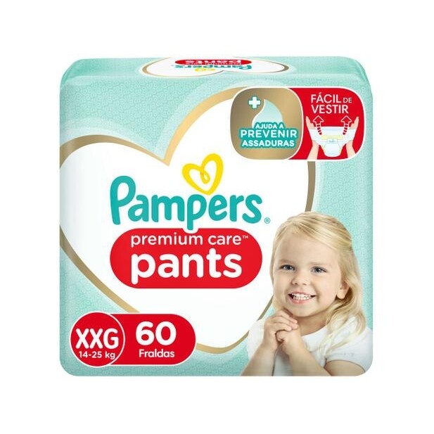 Fralda Pampers Premium Care Pants Calça XXG - 60 Unidades