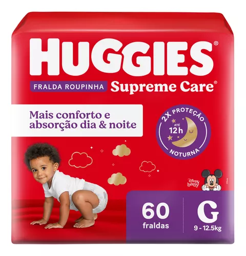 4 Pacotes Fralda Huggies Roupinha Disney Baby Supreme Care G - 60 unidades