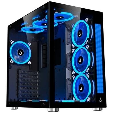 Gabinete Gamer Rise Mode Galaxy Glass Sound Mid Tower RGB LED Lateral e Frontal em Vidro Temperado Sem Fans - RM-GA-GGS-FB