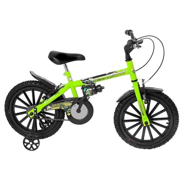 Bicicleta Infantil Aro 16 Track & Bikes Dino Neon Freio V-Brake