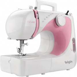 Máquina de Costura Elgin Futura JX-2040 10 Pontos 127V Branca/Rosa