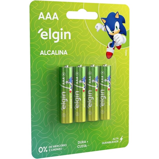 Pilha Alcalina Elgin Palito AAA Blister com 4 Unidades