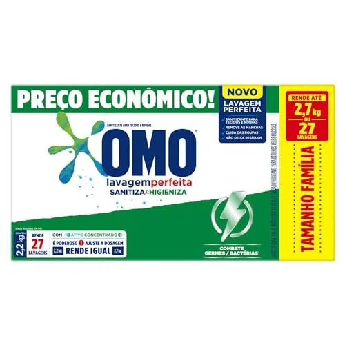 [Leve 3 Caixas R$57,25]OMO Omo Lavagem Perfeita Sanitiza & Higieniza 2.2Kg