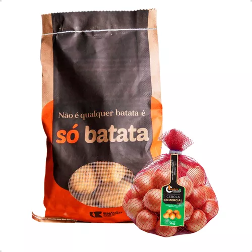 Kit Batata Branca Inglesa 30kg E Cebola Branca Saco 5kg