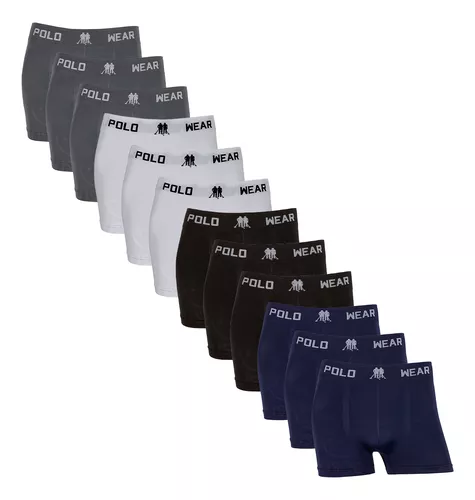 Kit com 12 Cuecas Boxer Polo Wear Microfibra