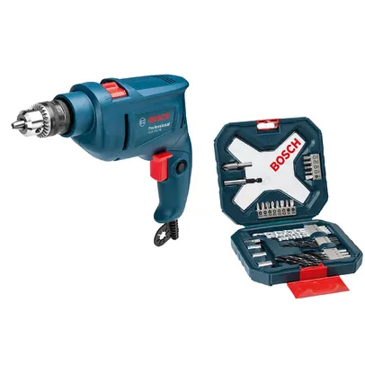 Conjunto de Furadeira de Impacto Reversivel Profissional 450W 220V e Kit 34 Peças X-Line - GSB450RE - Bosch