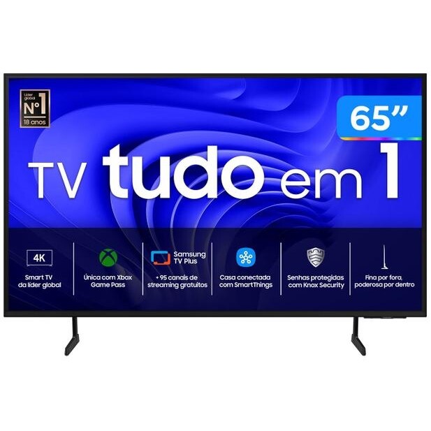 Smart TV 65" 4K Samsung LED Crystal 4K Gaming Hub AI Energy Mode Alexa built-in Wi-Fi - 65DU7700