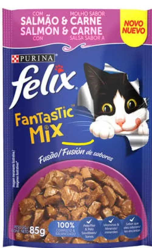 Ração Úmida Nestlé Purina Felix Fantastic Mix Salmão & Molho Sabor Carne para Gatos Adultos