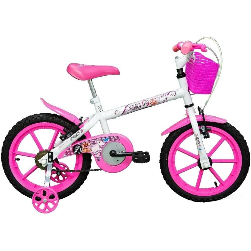 Bicicleta Infantil Aro 16 Pinky Branco e Rosa Track Bikes