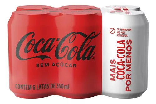 Refrigerante Coca-Cola sem Açúcar Lata 350ml - 6 Unidades