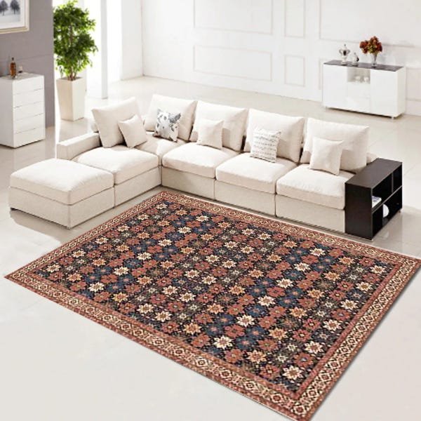 Tapete Sala Antiderrapante Persa 1,40M x 2,00M Rústico Floral