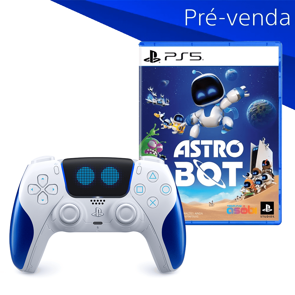 Kit Controle PS5 sem fio DualSense Astro Bot + Jogo Astro Bot