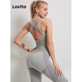 Legging Esportiva Feminina Lovito Patchwork Colorblock Esportiva