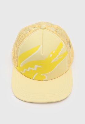 Boné Aberto Lacoste Aba Curva Croco Estilizado Amarelo