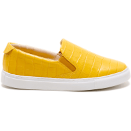 Tênis Slip ON Couro Croco Amarelo Queimado - MR Cat