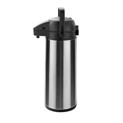 Garrafa Térmica De Pressão Com Alça Inox Havan Casa 1,9 Litros - Preto e Inox