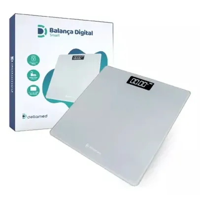 BALANÇA DIGITAL SMART CORPORAL TELA LED ATÉ 180 KG DELLAMED CINZA COM DUAS PILHAS AA