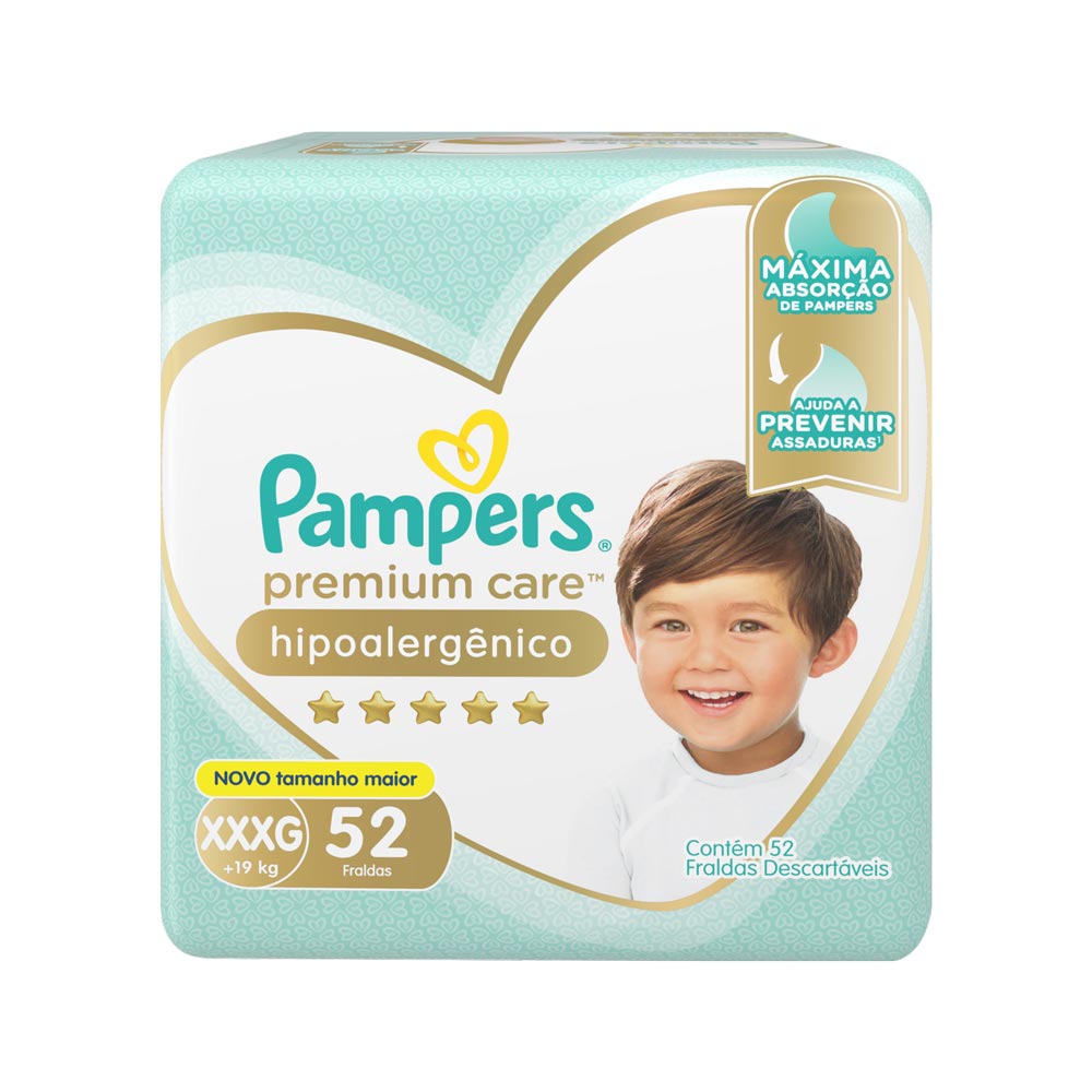 Fralda Pampers Premium Care Tam XXXG - 52 Unidades