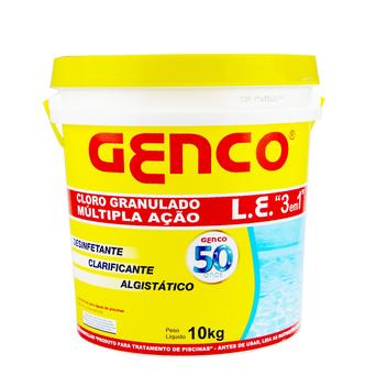 Cloro Para Piscina Granulado 10kg Multi Ação 3 em 1 Clarificante Algicida Genco