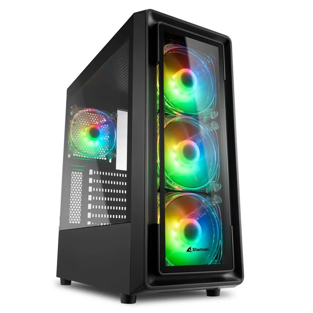 [app] Gabinete Gamer Sharkoon TK4 LED RGB, 4x Cooler Fan (3x Frontal e 1x Traseira), Lateral em Vidro Temperado - TK4RGB