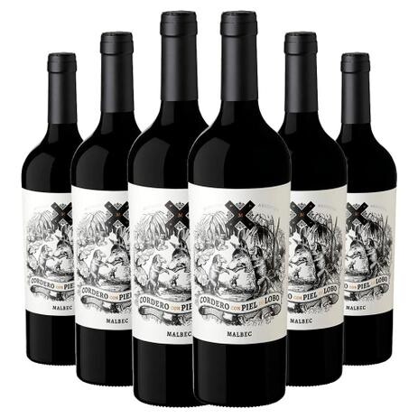 Kit 6 Garrafas Vinho Cordero Con Piel de Lobo Malbec - 750ml