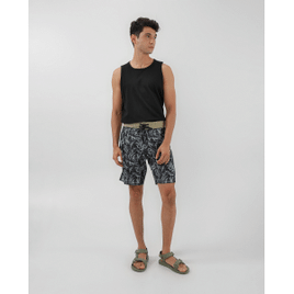 Bermuda surf masculina com cordão folhagens preta | Pool by