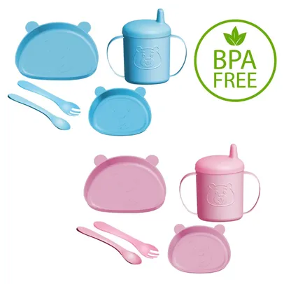 Kit Alimentação Infantil Com Pratos Talheres Copo Conjunto de alimentação BPA Free