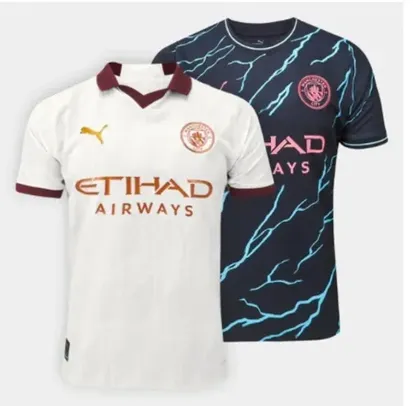 Kit Camisa Manchester City Away + Camisa Third 23/24 s/nº Masculina