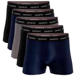 Kit 5 Cuecas Boxer Sandrini Algodão Masculinas Elastano Original