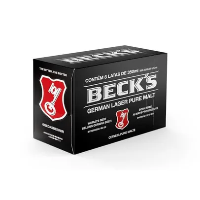 ( 2 Unid) Pack Cerveja Becks Lata Sleek 350ml - com 08 unidades