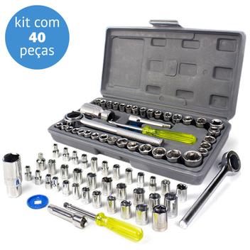 Jogo Soquetes 40 Peças Completo Bits Catraca Kit Ferramentas Linha Premium