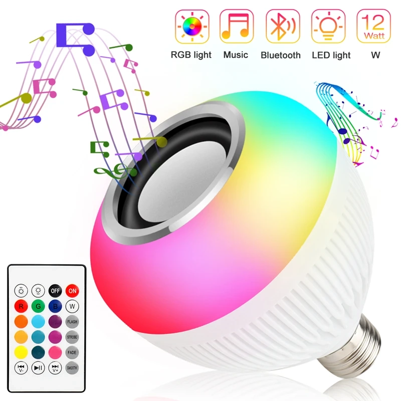 Lâmpada RGB Bluetooth Led Caixa De Som com controle 12w