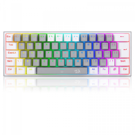 Teclado Mecânico Gamer Redragon Fizz RGB Switch Blue ABNT 2 Gray/White K617-RGB-GW