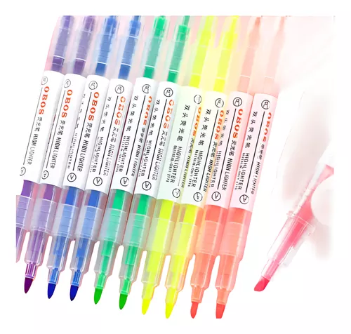 Caneta Marca Texto Neon 6 Cores Ponta Dupla