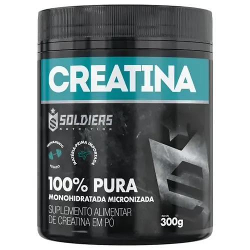 Creatina Monohidratada Pote 300g - 100% Pura Importada - Soldiers Nutrition