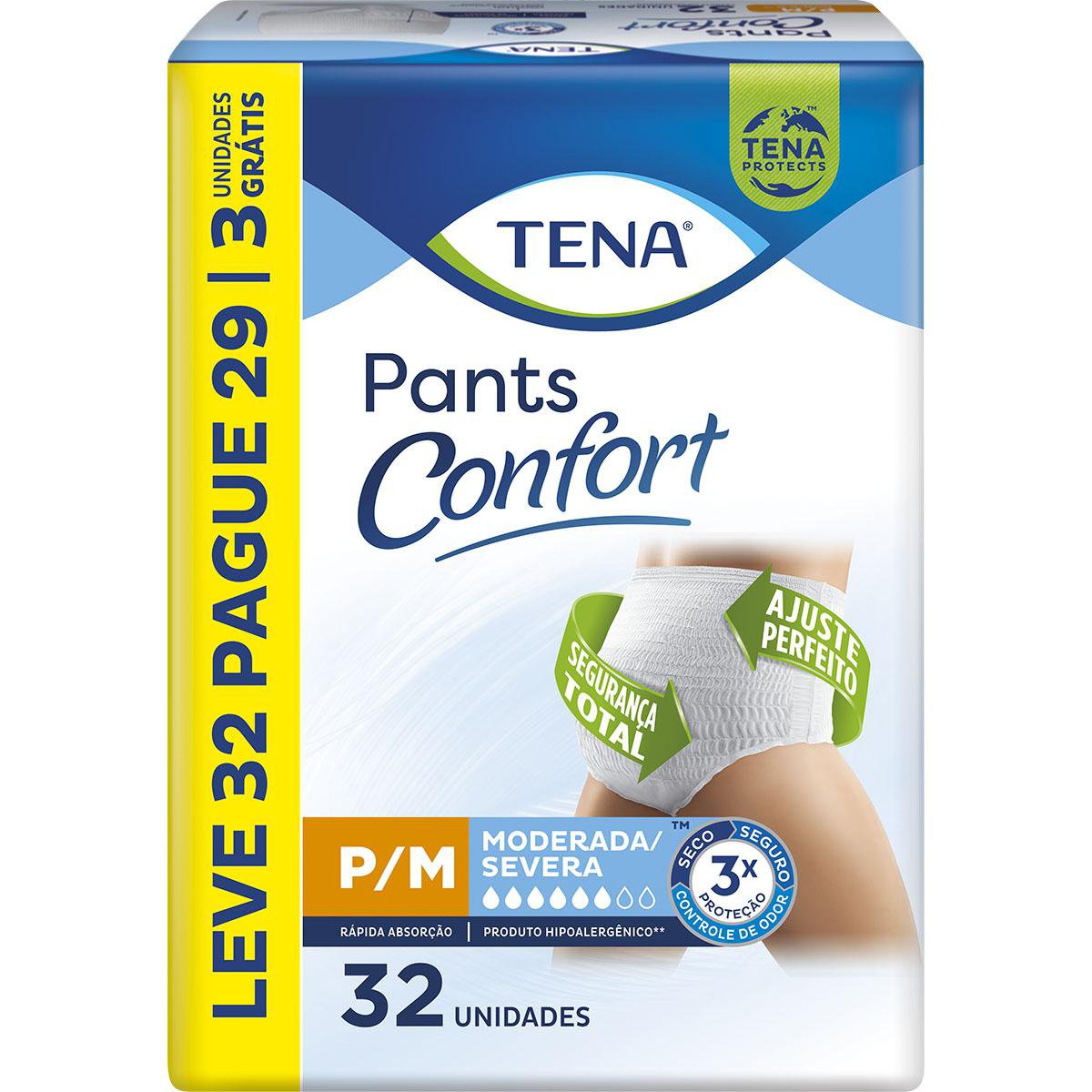 Roupa Íntima Tena Pants Confort Leve 32 Pague 29 P/M