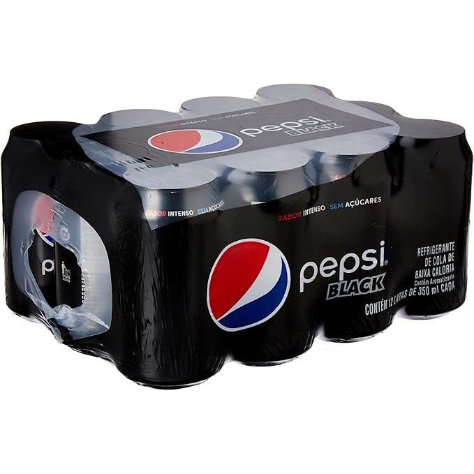 Pack 12 Unidades Refrigerante Pepsi Black Lata Zero Açúcar - 350ml