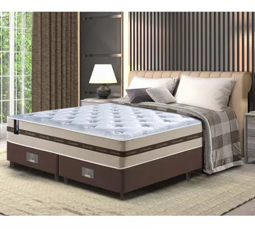 Conjunto Cama Box King De Molas Pocket Cama Inbox Smart Cor Bege