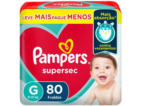 Fraldas Pampers Supersec Tam G 9 a 13kg - 80 Unidades