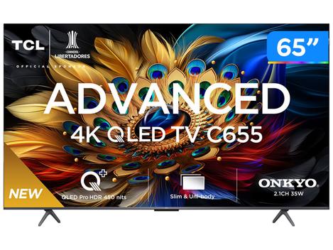 Smart TV 65” 4K UHD QLED TCL 65C655 Wi-Fi Bluetooth 3 HDMI 1 USB