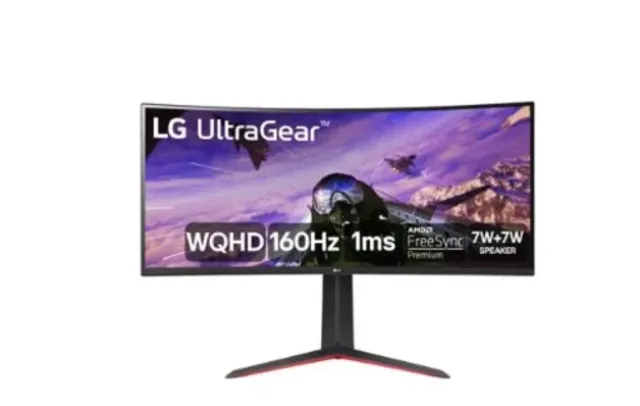 Monitor Gamer Curvo LG UltraGear LG 34", UltraWide, 160Hz, WQHD, 1ms, DisplayPort e HDMI, AMD FreeSync Premium, HDR10, 99% sRGB - 34GP63A-B