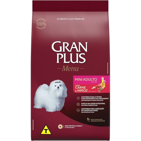 Granplus Ração Para Cães Adultos Gran Plus Mini Carne E Arroz 15Kg